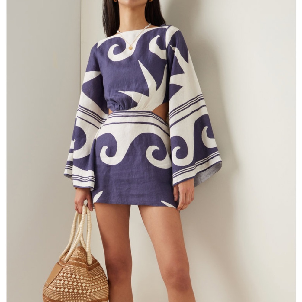 NEW Johanna Ortiz wave after wave organic linen mini dress